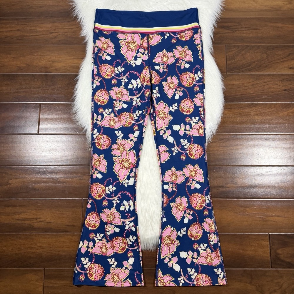 Johnny Was Bee Active Women's Size XL Blue Montreux Baby Bell Legging Pants